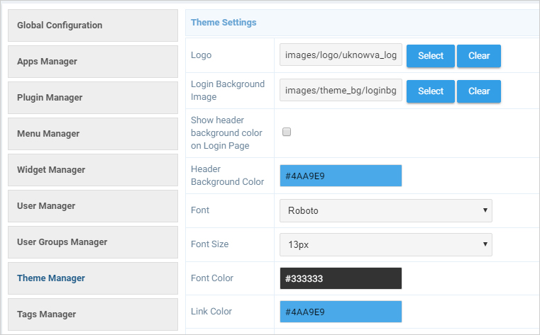 Customize using Theme Manager