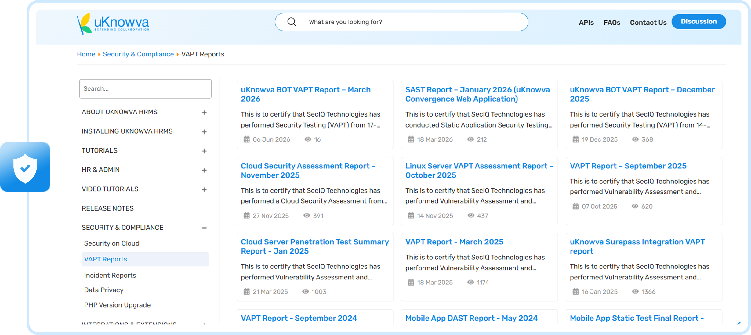 Security and compliance reports
