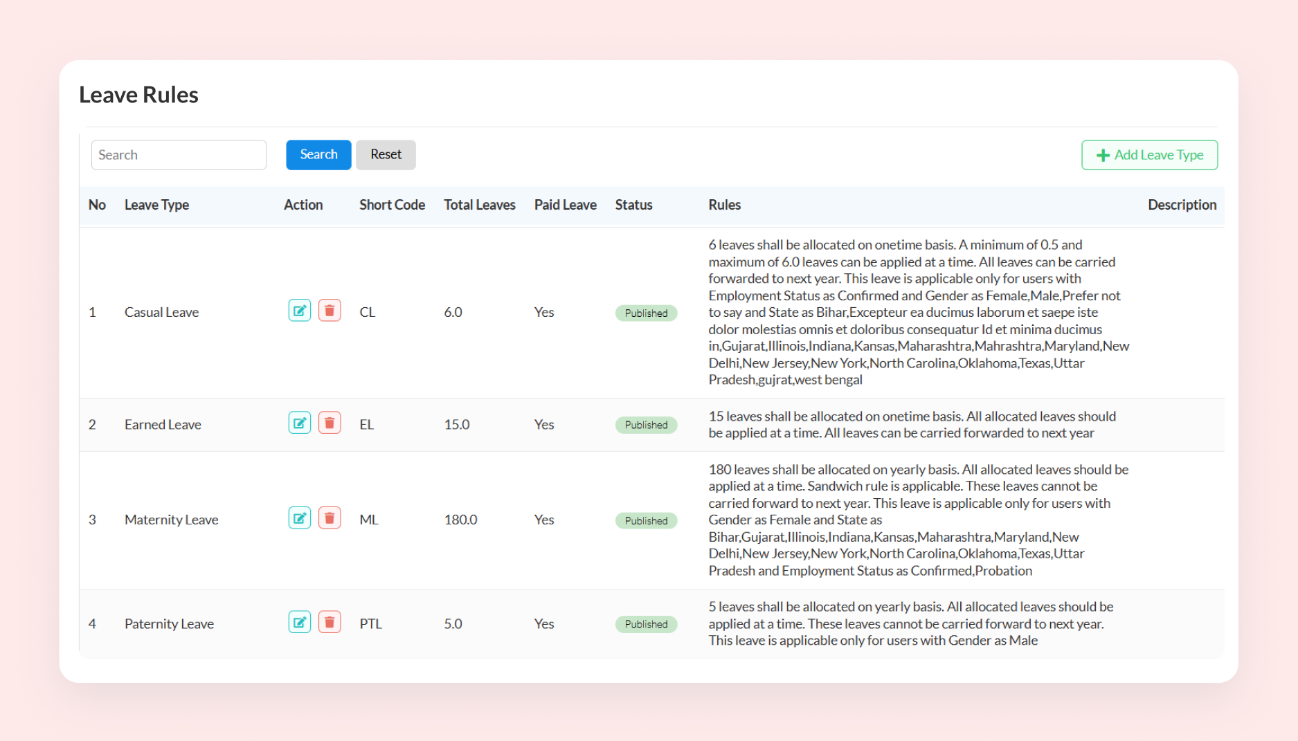 Configurable Leave Policies