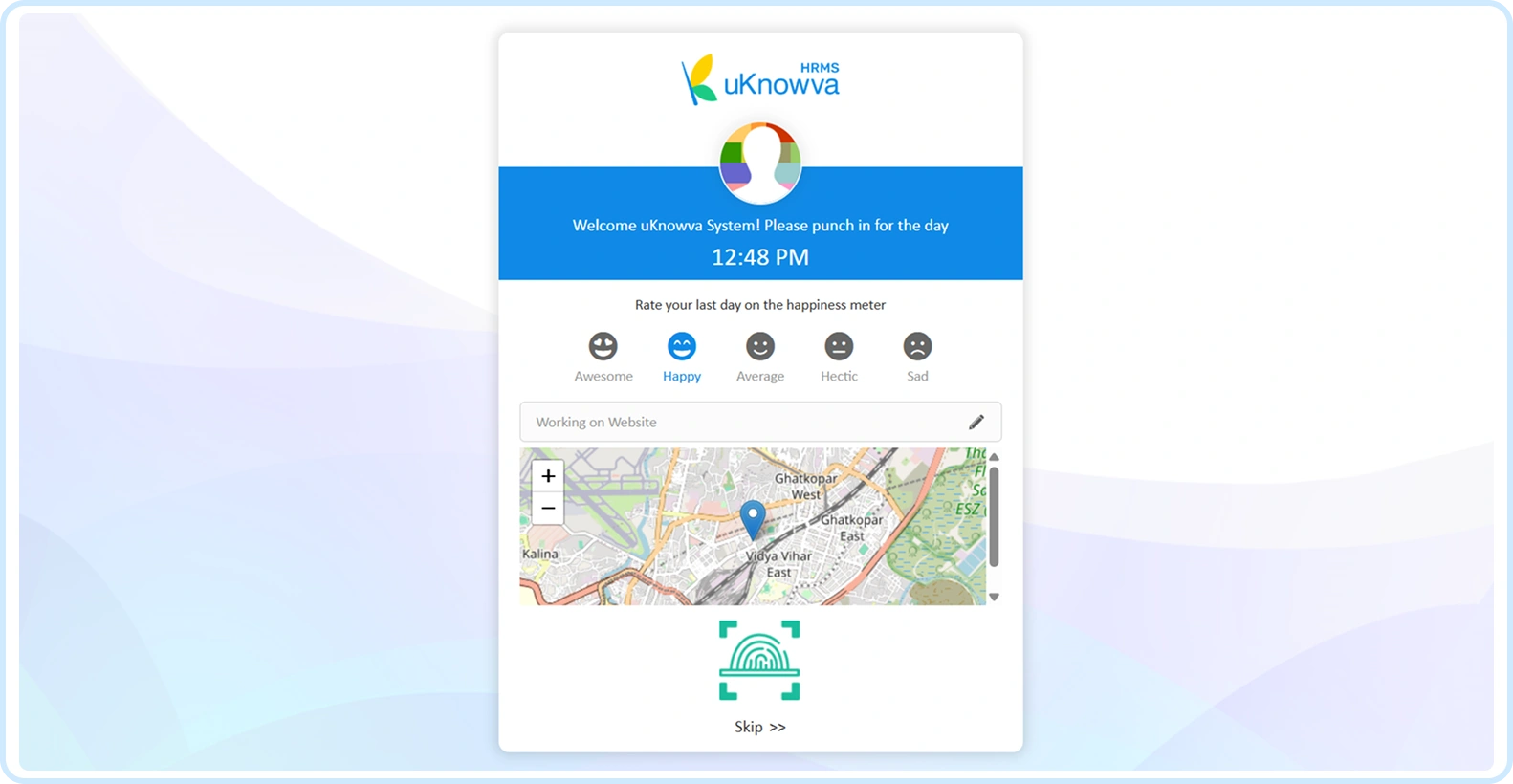 uKnowva virtual punch in with geo-fencing for pharmaceutical teams