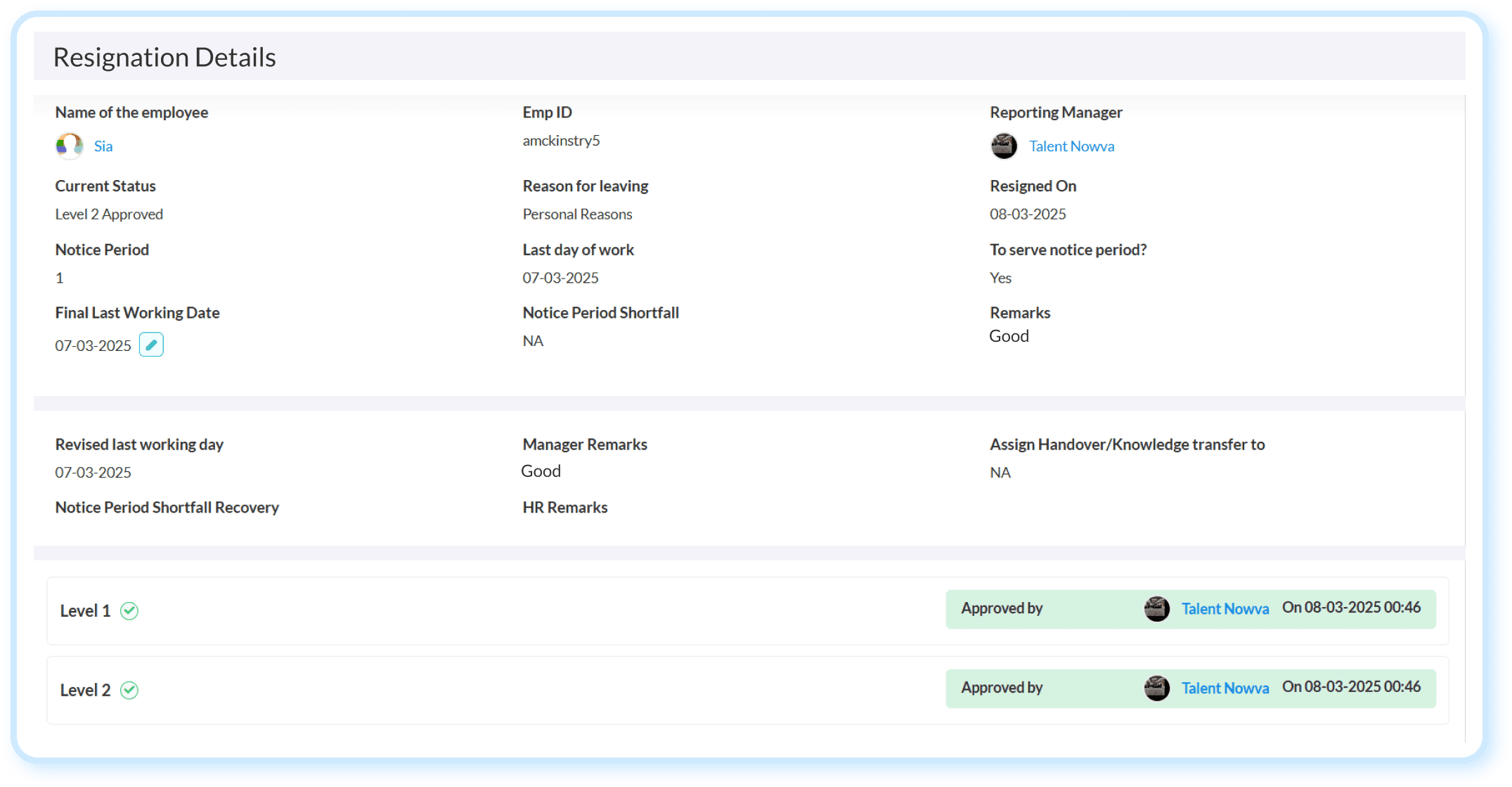 Approval-Based Resignation Workflow