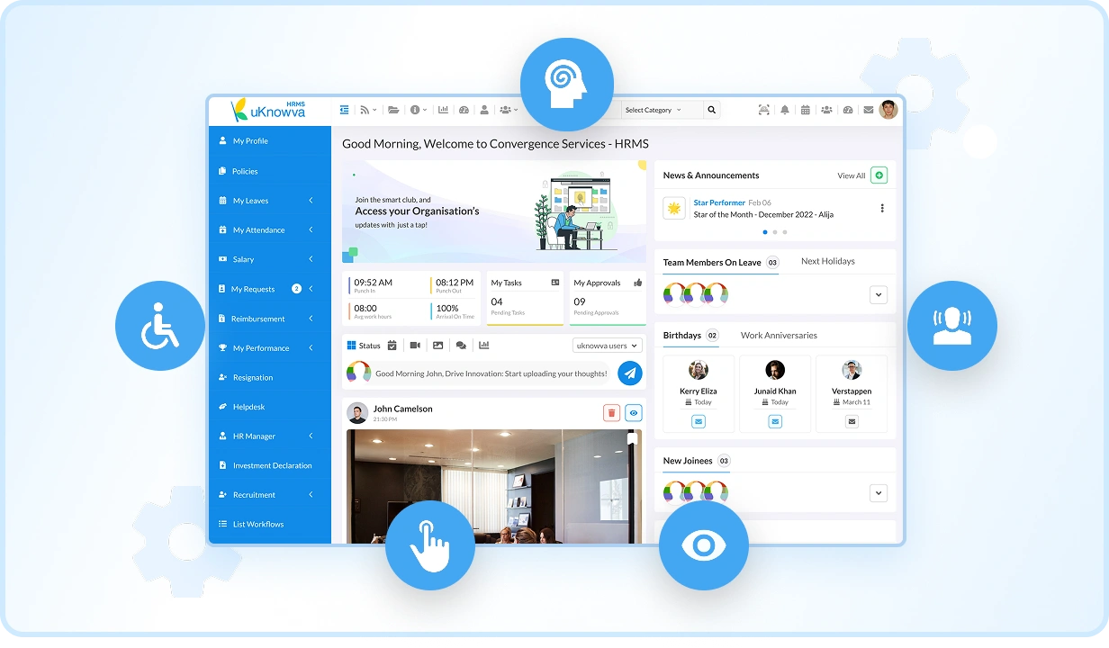 Accessible uKnowva HRMS interface for employees with visual impairments