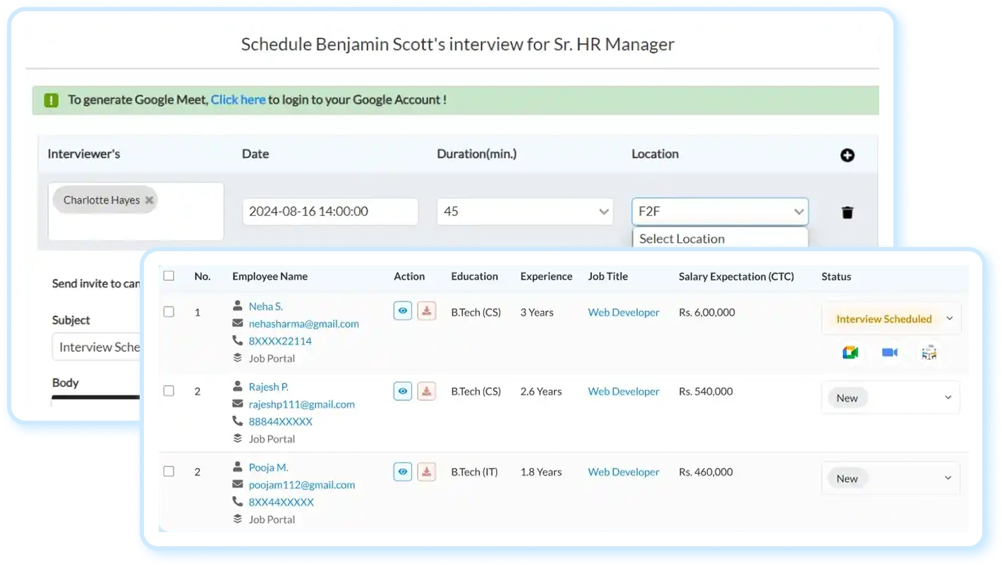 uKnowva interview scheduling and candidate pipeline